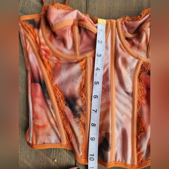 Orange Colorful Sunset Tiw Die Corset Top Xs Unbranded - Picture 4 of 8